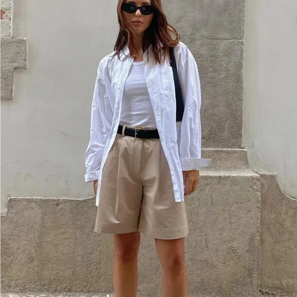 (SOLD) VINTAGE Linen Blend High-rise Bermuda Shorts Size 4 - Picture 11 of 14